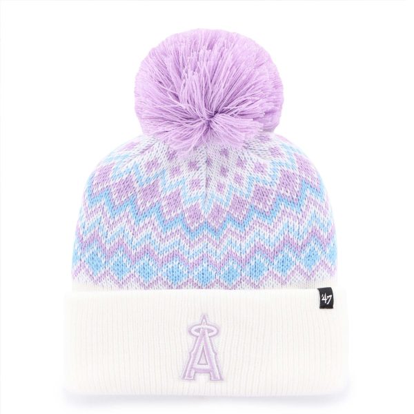 girls youth los angeles angels 47 white elsa cuffed knit hat with pom | MLB Jerseys & Hats Collection at Los Angeles Angels