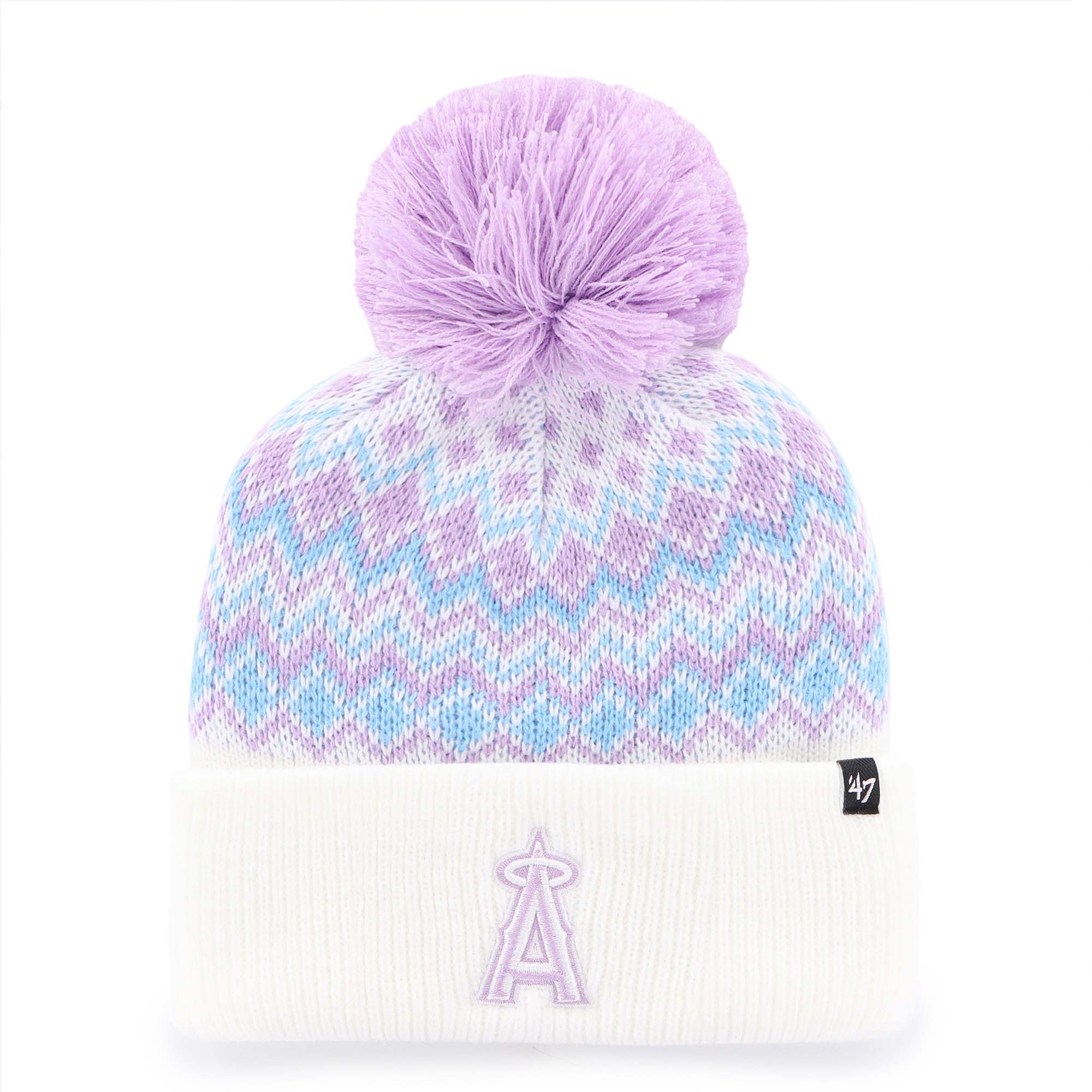 girls youth los angeles angels 47 white elsa cuffed knit hat with pom | MLB Jerseys & Hats Collection at Los Angeles Angels