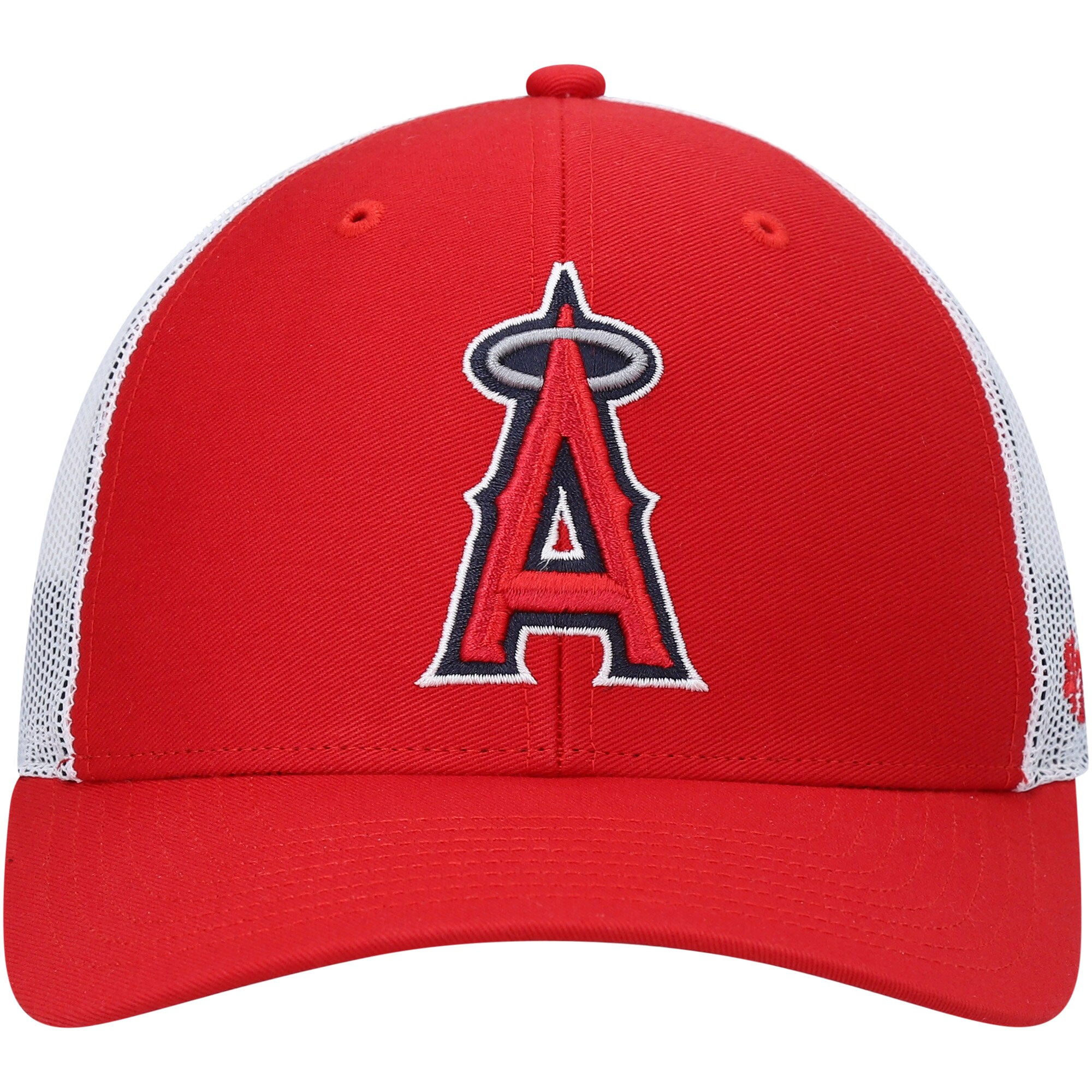 mens 47 redwhite los angeles angels primary logo trucker snapback hat | MLB Jerseys & Hats Collection at Los Angeles Angels