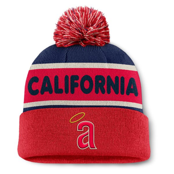 mens california angels fanatics navy heritage cuffed knit hat with pom | MLB Jerseys & Hats Collection at Los Angeles Angels