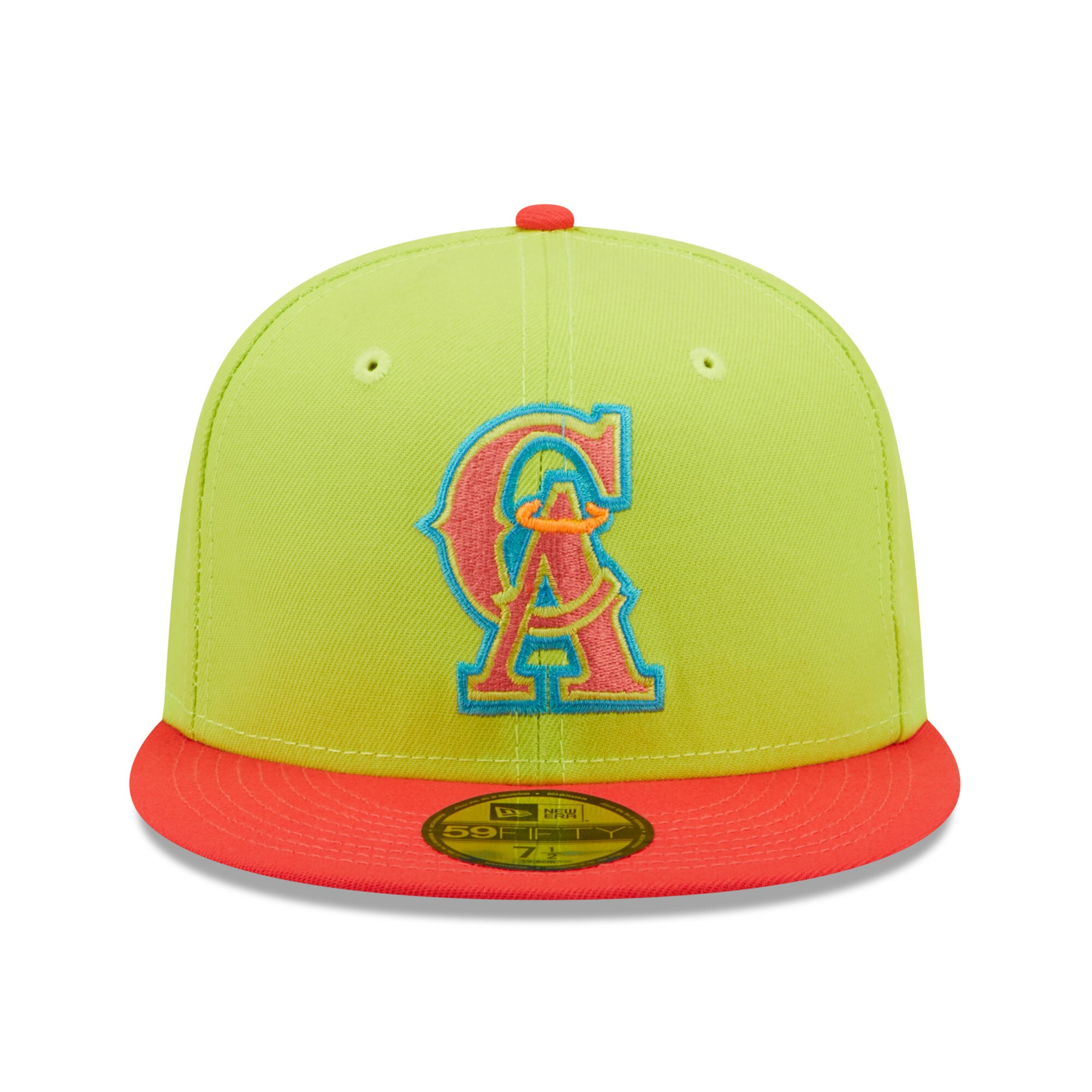 mens california angels los angeles angels new era greenred cyber highlighter 59fifty fitted hat | MLB Jerseys & Hats Collection at Los Angeles Angels