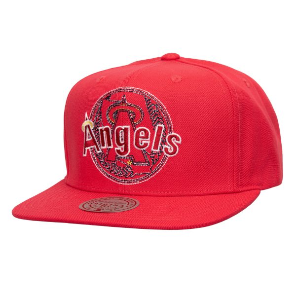 mens california angels mitchell  ness red double up snapback hat | MLB Jerseys & Hats Collection at Los Angeles Angels