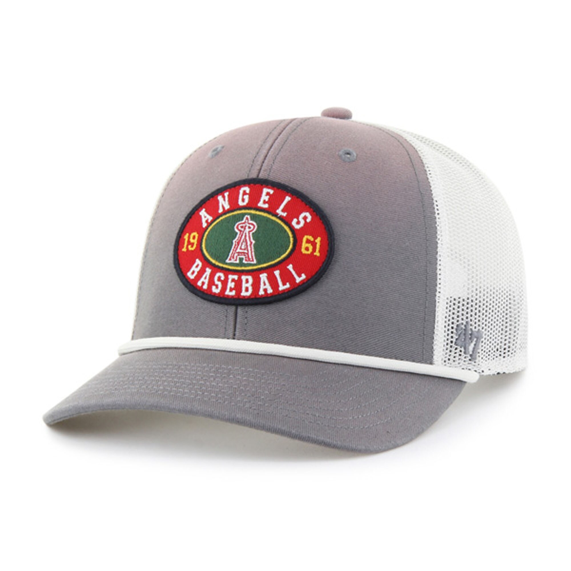 mens los angeles angels 47 graywhite tide sweep rope trucker adjustable hat | MLB Jerseys & Hats Collection at Los Angeles Angels