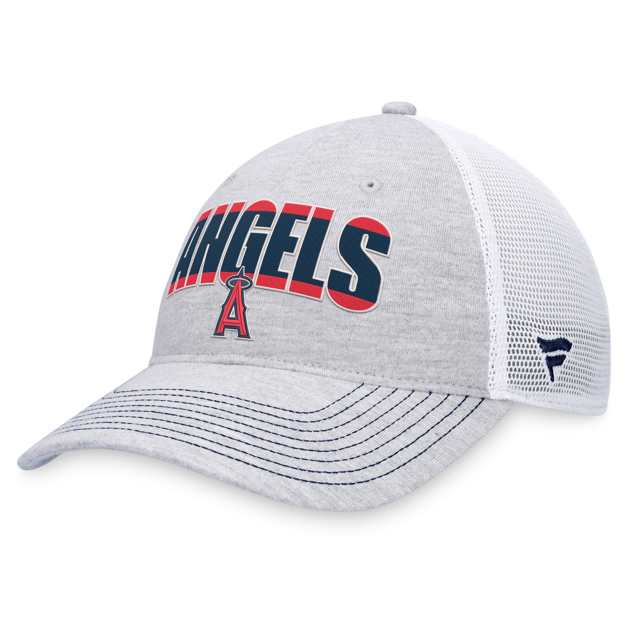 mens los angeles angels fanatics heather graywhite logo trucker adjustable hat | MLB Jerseys & Hats Collection at Los Angeles Angels