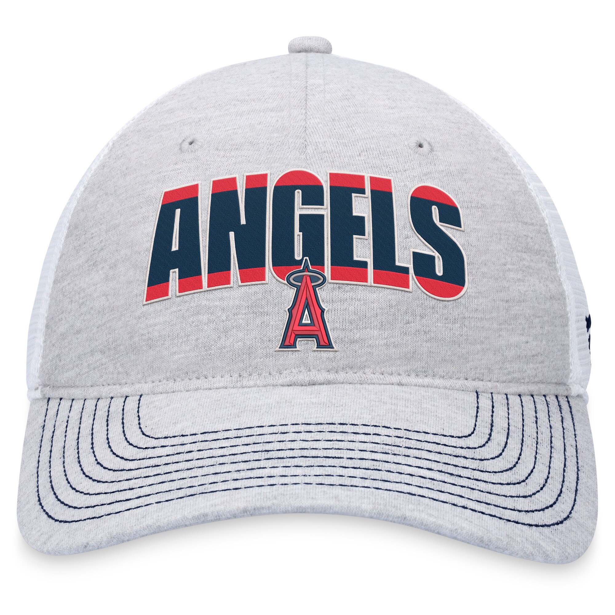 mens los angeles angels fanatics heather graywhite logo trucker adjustable hat | MLB Jerseys & Hats Collection at Los Angeles Angels