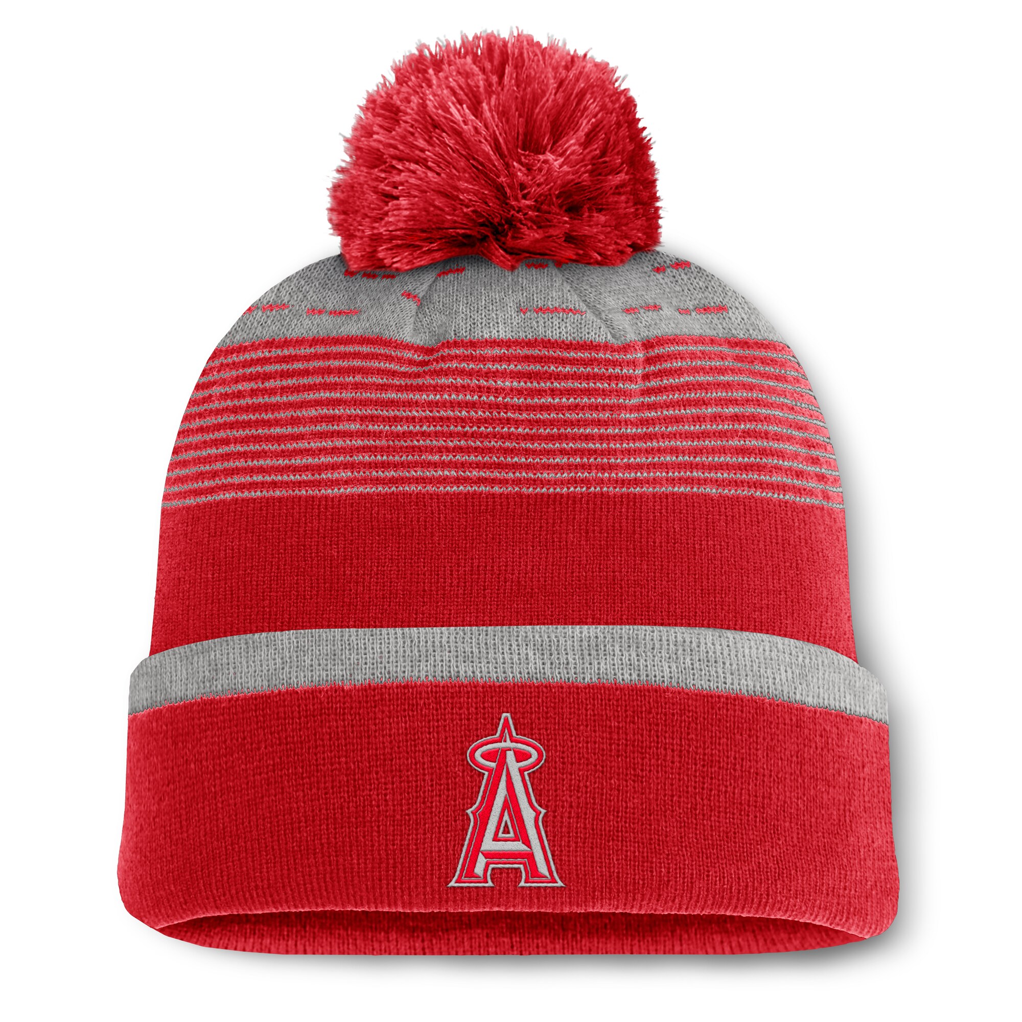 mens los angeles angels fanatics red fundamental gradient cuffed knit hat with pom | MLB Jerseys & Hats Collection at Los Angeles Angels