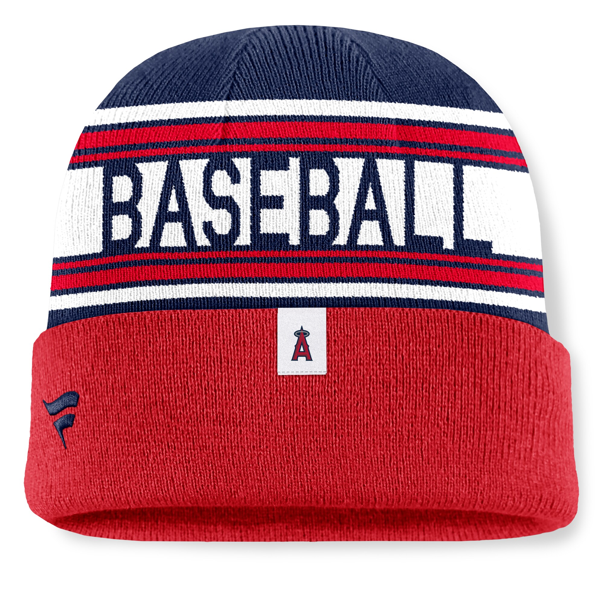 mens los angeles angels fanatics red fundamental team stripe cuffed knit hat | MLB Jerseys & Hats Collection at Los Angeles Angels