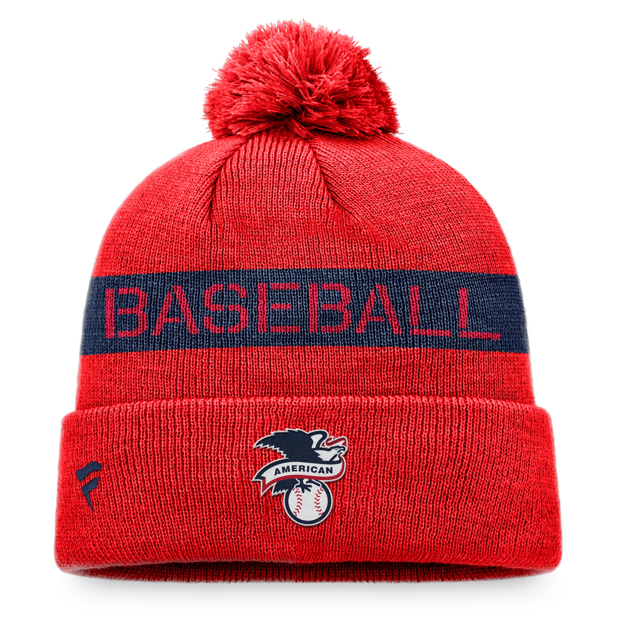 mens los angeles angels fanatics rednavy league logo cuffed knit hat with pom | MLB Jerseys & Hats Collection at Los Angeles Angels