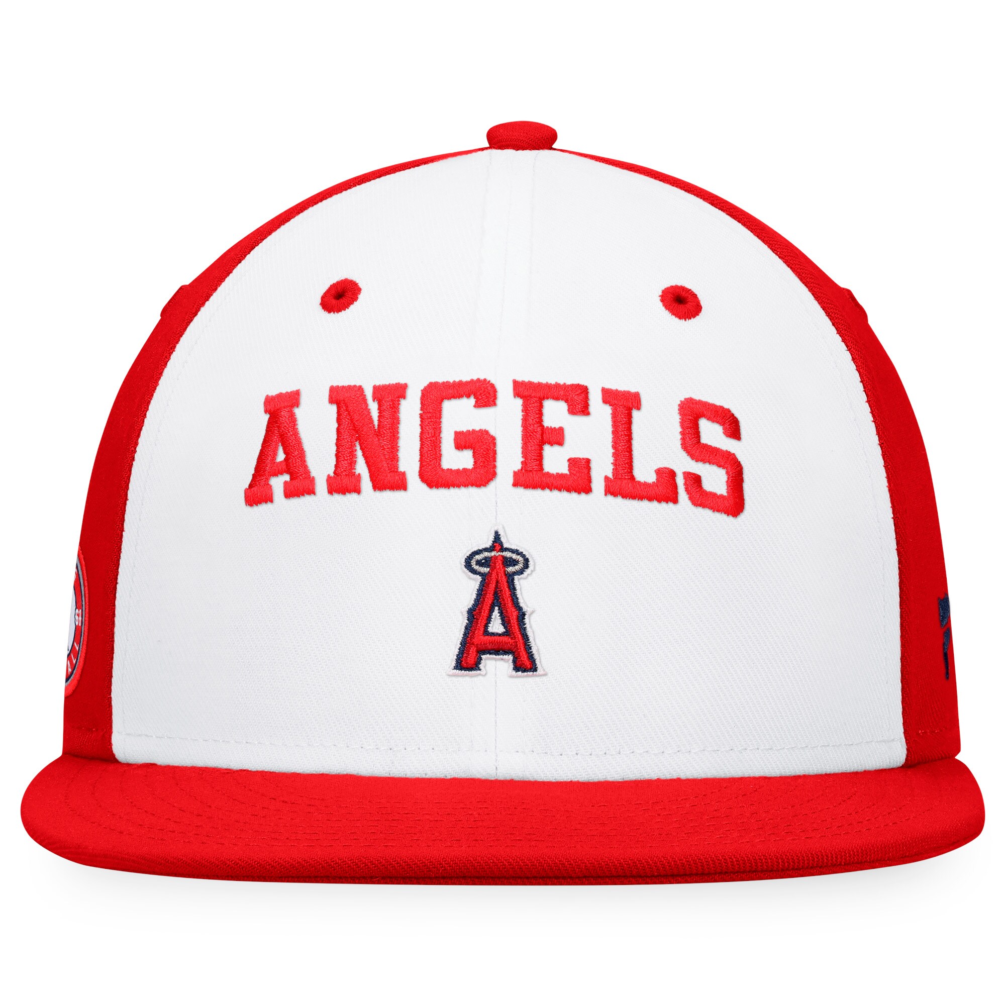 mens los angeles angels fanatics whitered iconic color blocked fitted hat | MLB Jerseys & Hats Collection at Los Angeles Angels