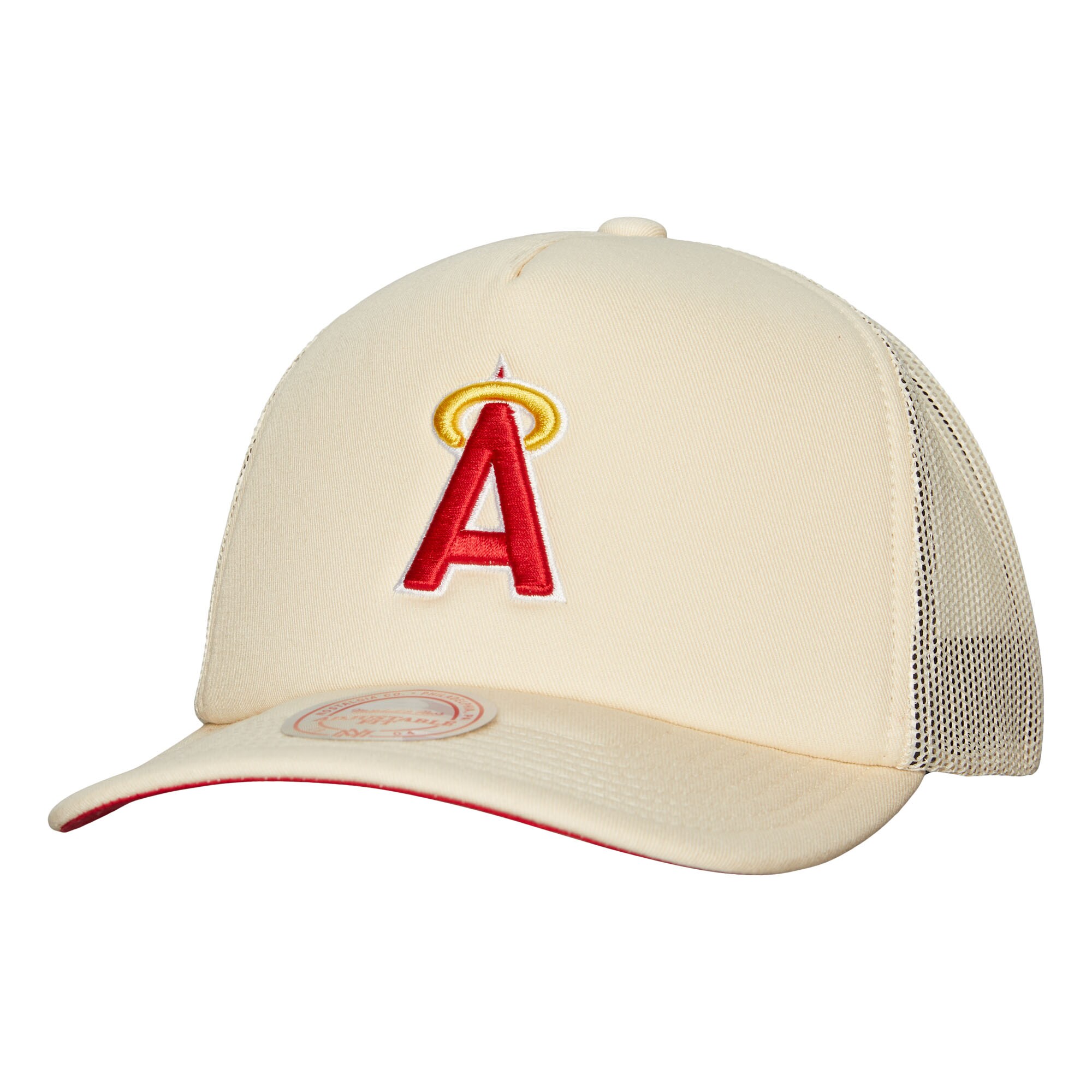 mens los angeles angels mitchell  ness cream cooperstown collection adjustable trucker hat | MLB Jerseys & Hats Collection at Los Angeles Angels