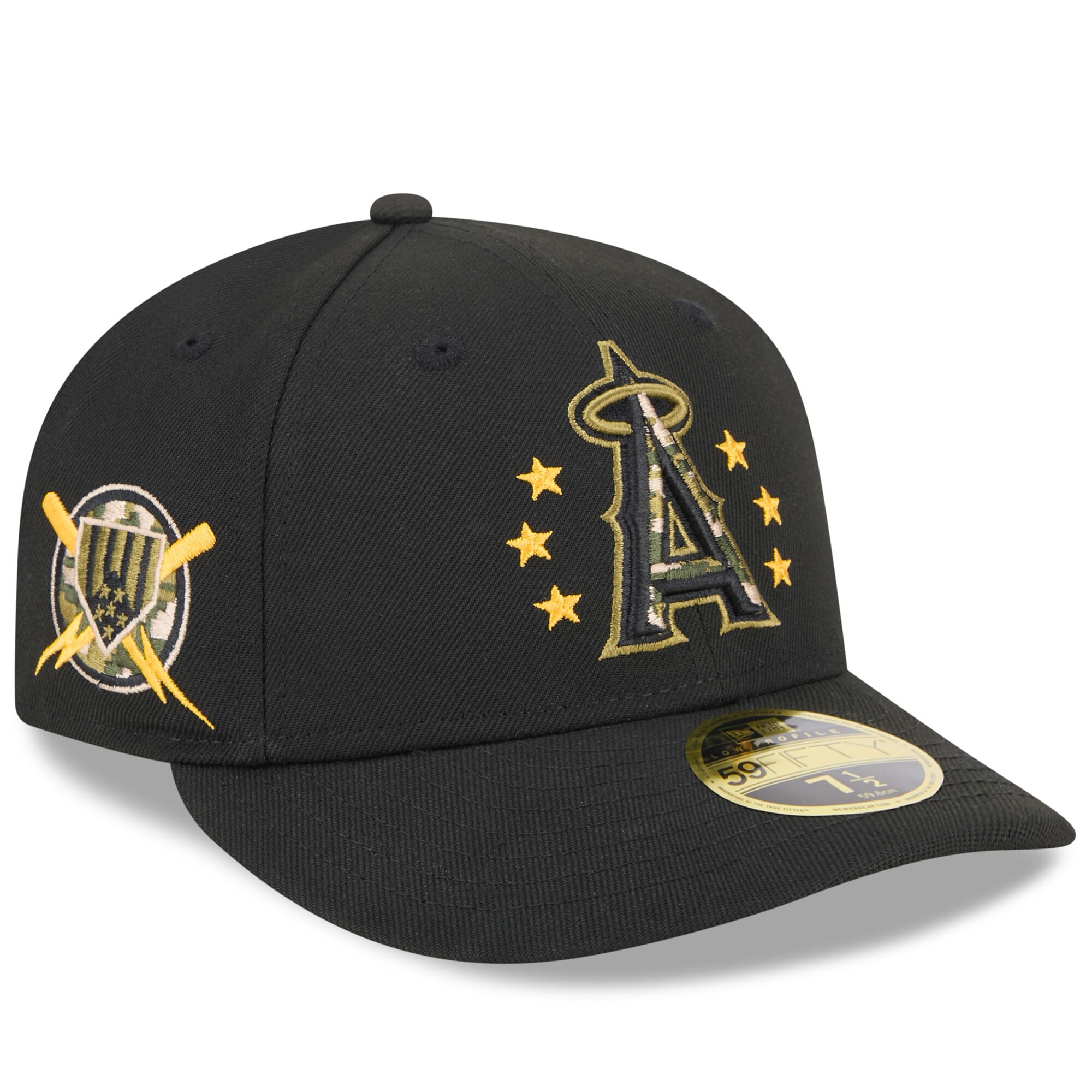 mens los angeles angels new era black 2024 armed forces day low profile 59fifty fitted hat | MLB Jerseys & Hats Collection at Los Angeles Angels