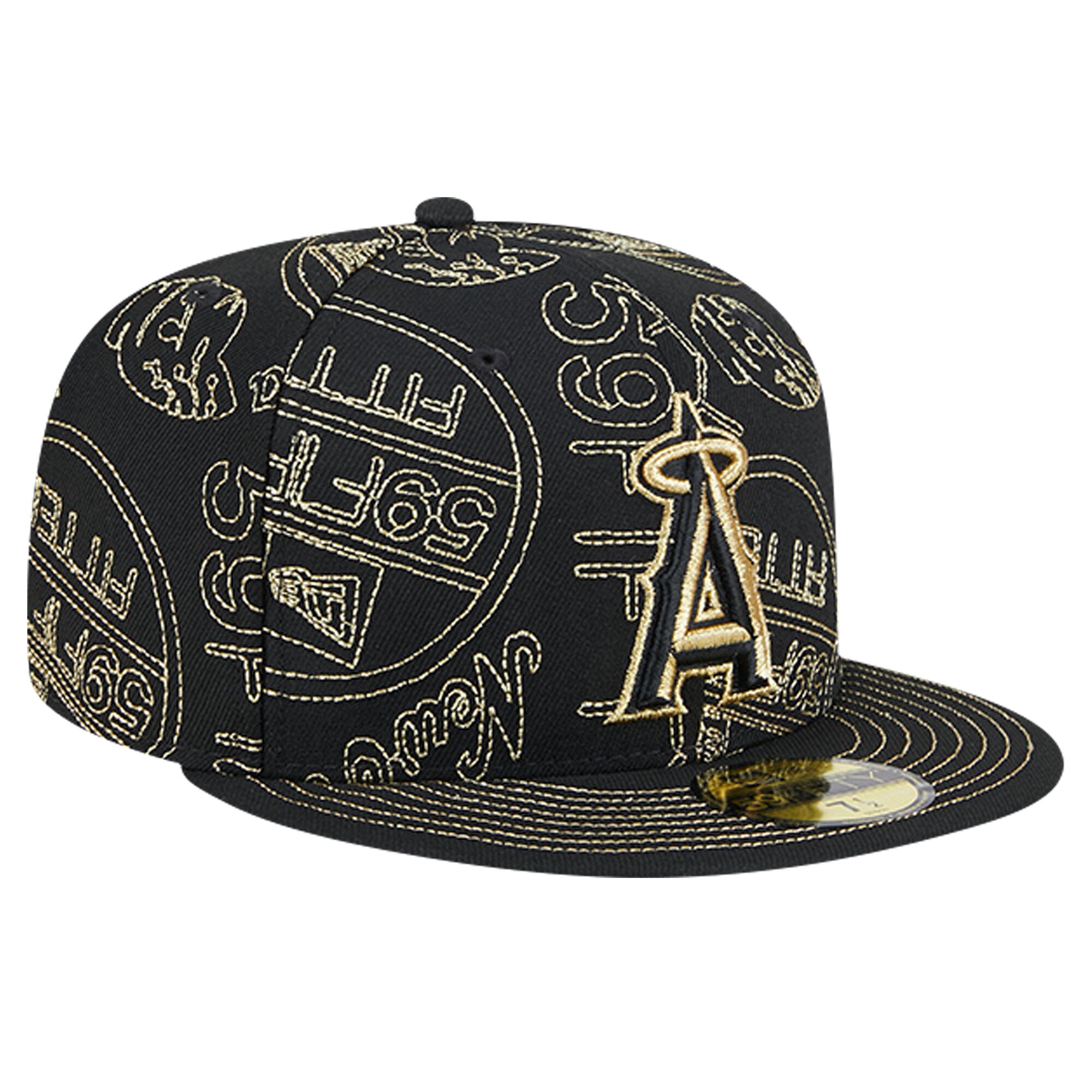 mens los angeles angels new era black 59fifty day allover fitted hat | MLB Jerseys & Hats Collection at Los Angeles Angels