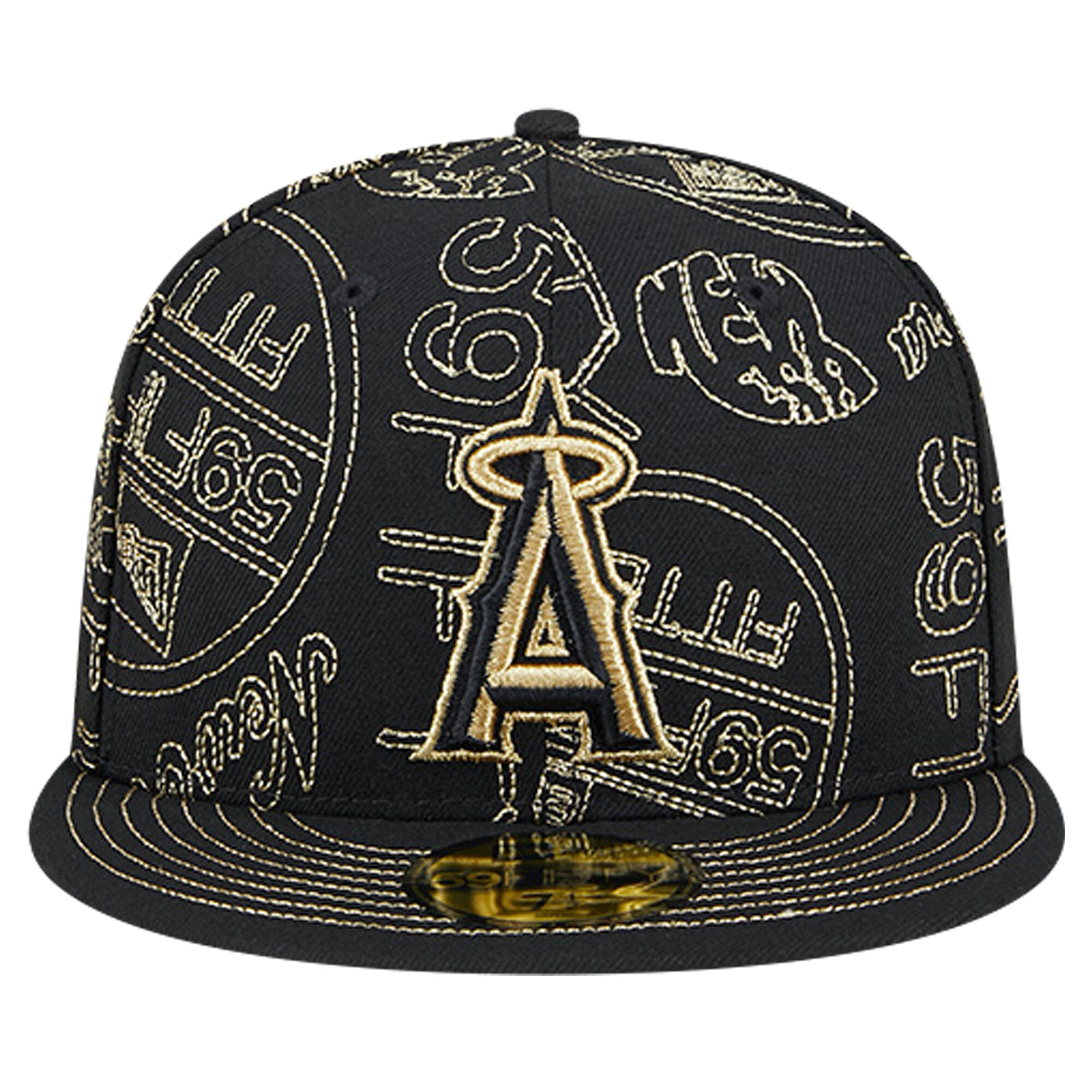 mens los angeles angels new era black 59fifty day allover fitted hat | MLB Jerseys & Hats Collection at Los Angeles Angels
