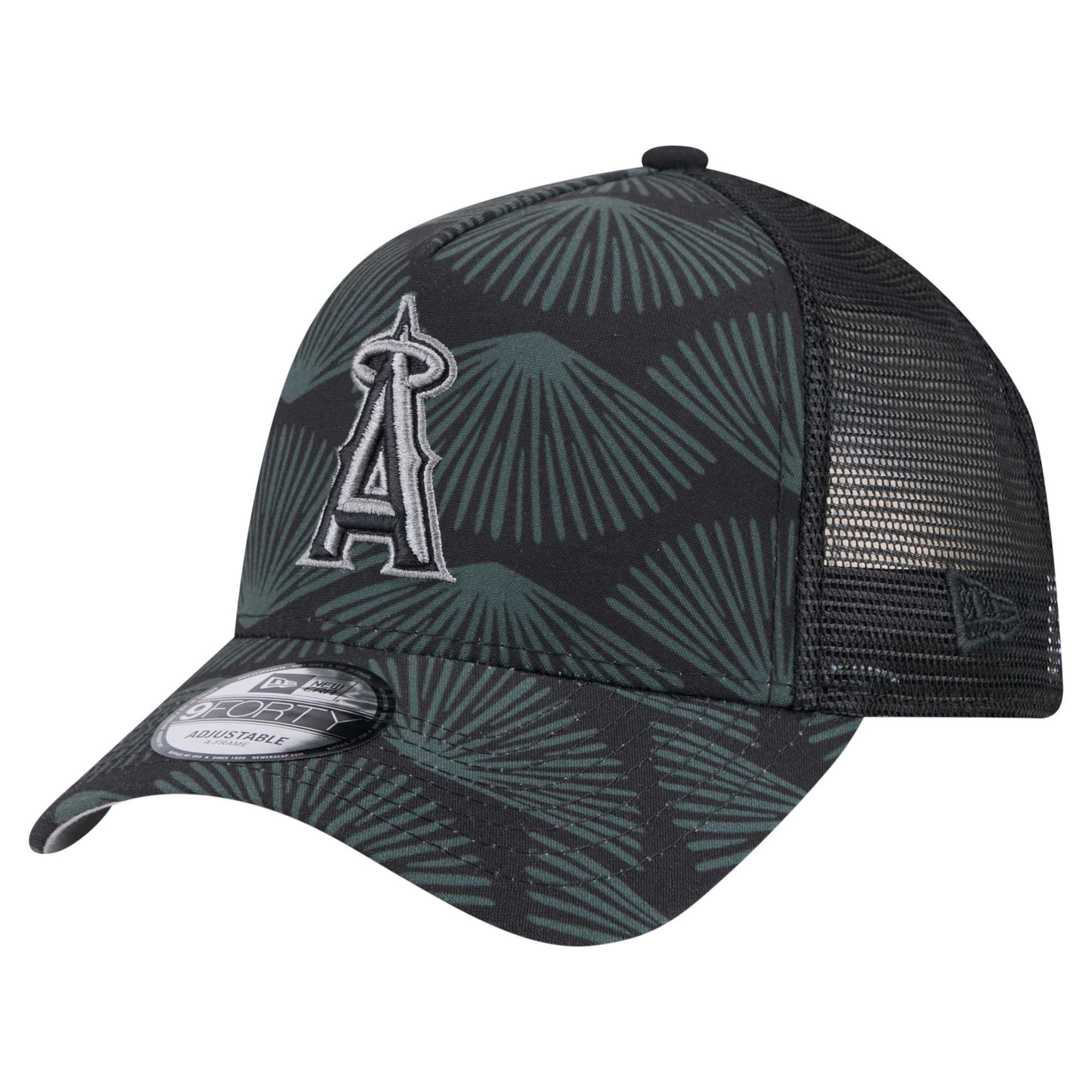 mens los angeles angels new era black 9forty a-frame trucker adjustable hat | MLB Jerseys & Hats Collection at Los Angeles Angels