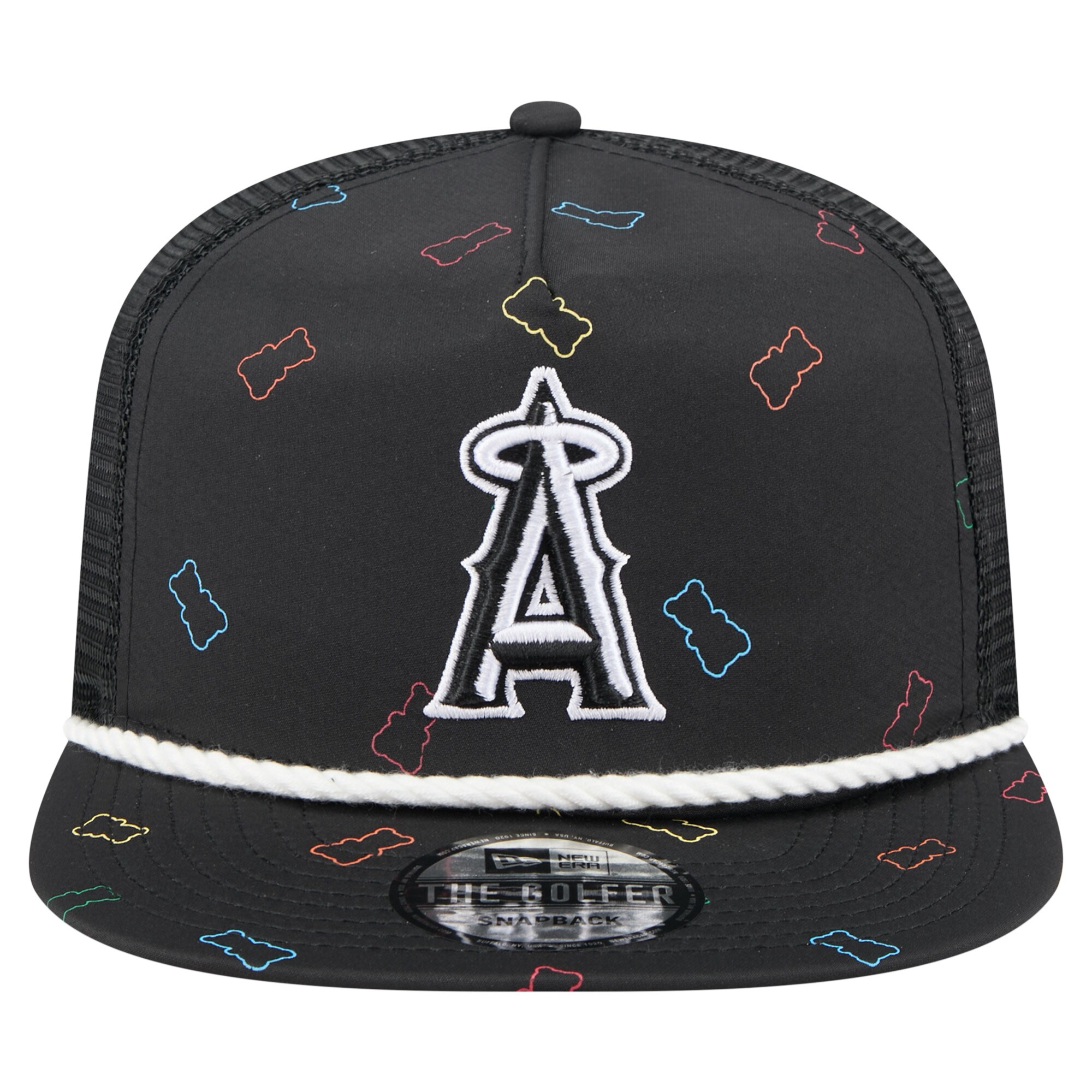 mens los angeles angels new era black gummy golfer trucker adjustable hat | MLB Jerseys & Hats Collection at Los Angeles Angels