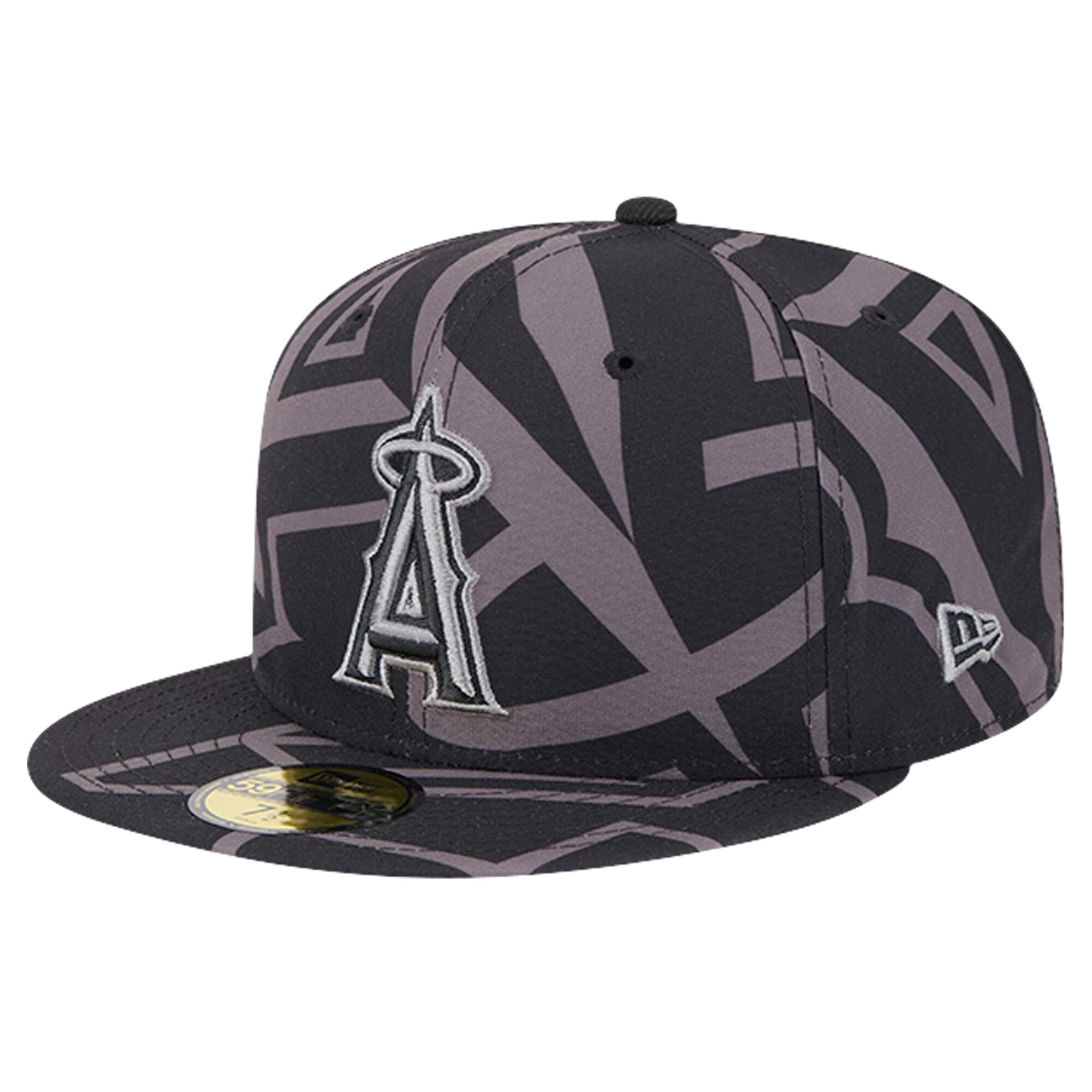 mens los angeles angels new era black logo fracture 59fifty fitted hat | MLB Jerseys & Hats Collection at Los Angeles Angels