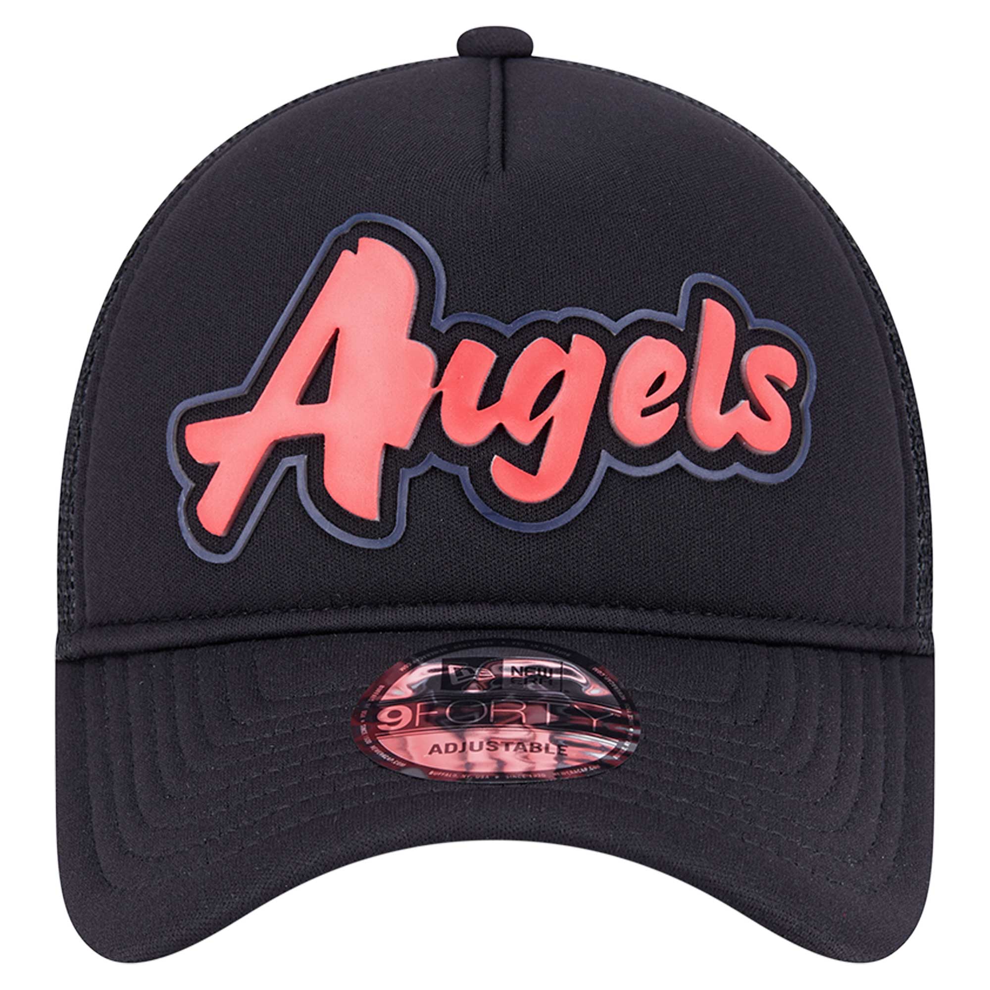 mens los angeles angels new era black retro bold a-frame trucker 9forty adjustable hat | MLB Jerseys & Hats Collection at Los Angeles Angels