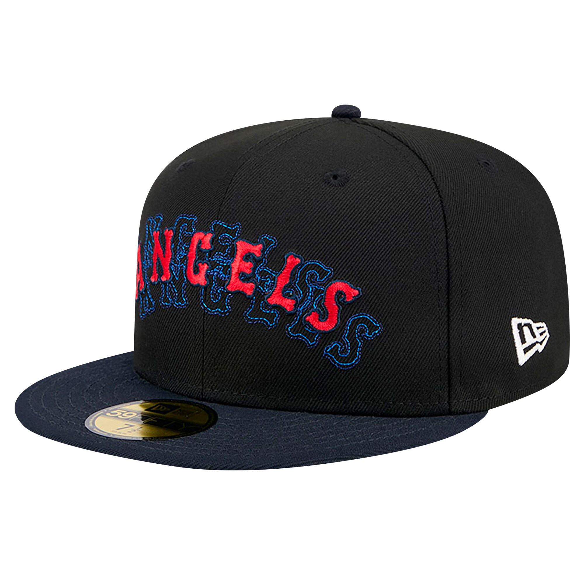 mens los angeles angels new era black shadow stitch 59fifty fitted hat | MLB Jerseys & Hats Collection at Los Angeles Angels