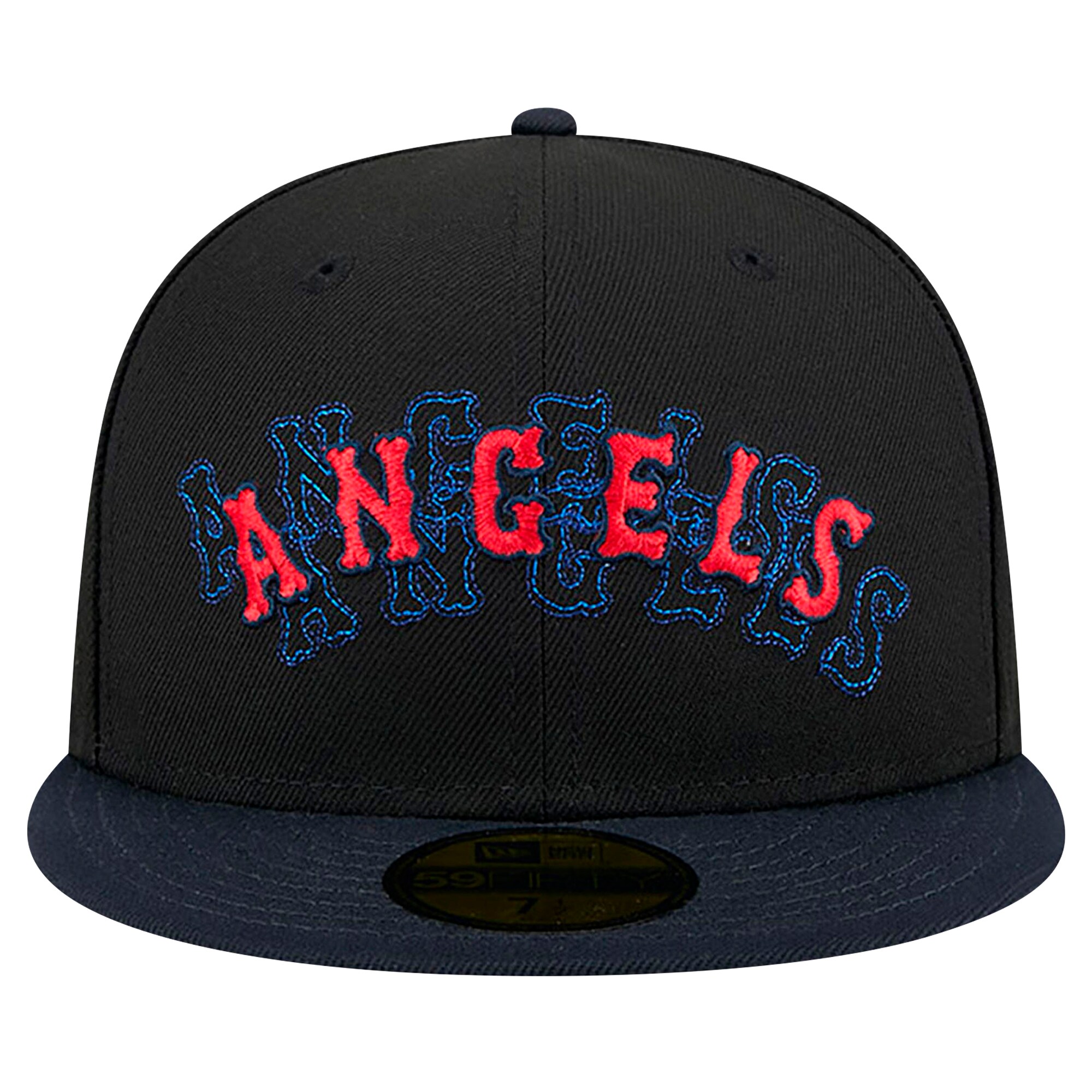 mens los angeles angels new era black shadow stitch 59fifty fitted hat | MLB Jerseys & Hats Collection at Los Angeles Angels