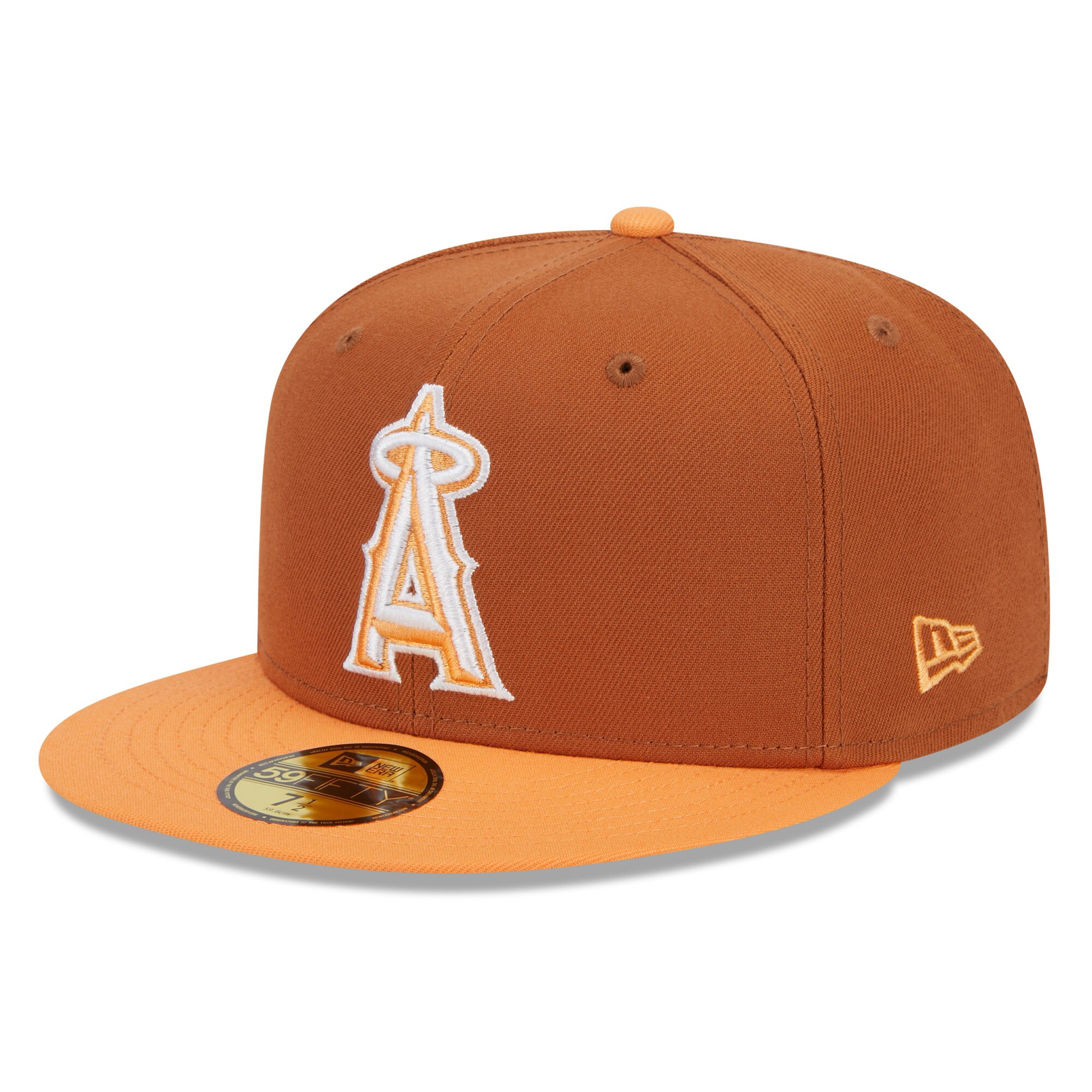 mens los angeles angels new era brownorange spring color basic two-tone 59fifty fitted hat | MLB Jerseys & Hats Collection at Los Angeles Angels