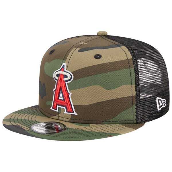 mens los angeles angels new era camo woodland camo trucker 9fifty snapback hat | MLB Jerseys & Hats Collection at Los Angeles Angels