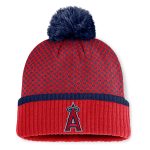 womens los angeles angels fanatics red fundamental jacquard cuffed knit hat with pom | MLB Jerseys & Hats Collection at Los Angeles Angels
