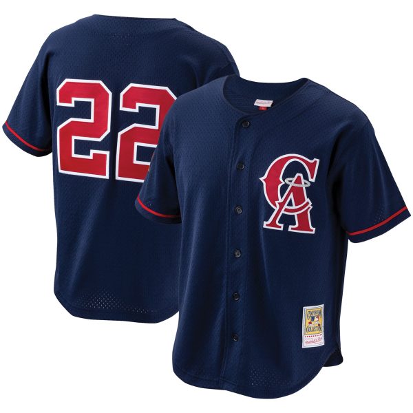 mens california angels bo jackson mitchell  ness navy cooperstown collection mesh batting practice button-up jersey | MLB Jerseys & Hats Collection at Los Angeles Angels