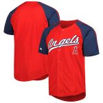 mens los angeles angels stitches red button-down raglan fashion jersey | MLB Jerseys & Hats Collection at Los Angeles Angels