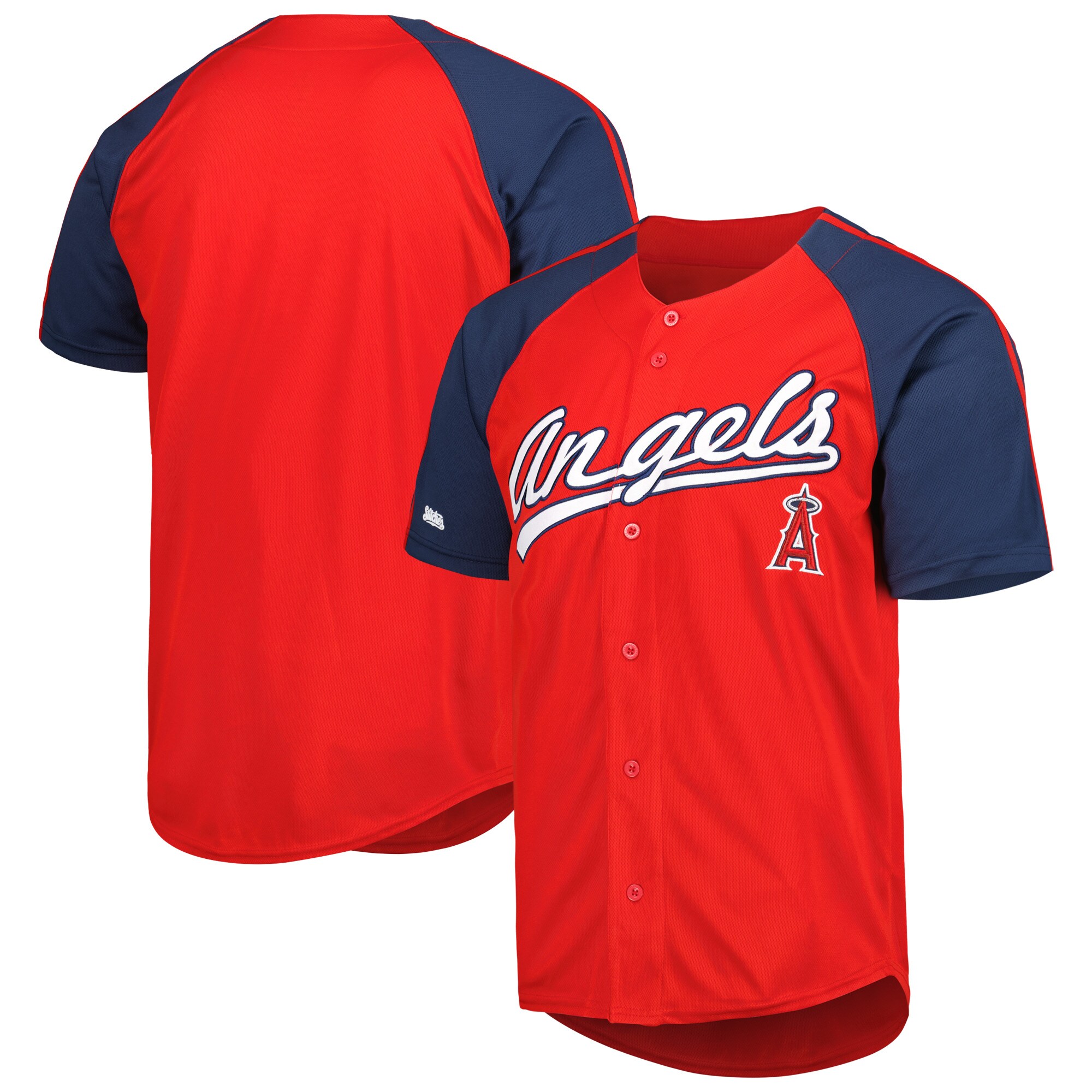 mens los angeles angels stitches red button-down raglan fashion jersey | MLB Jerseys & Hats Collection at Los Angeles Angels